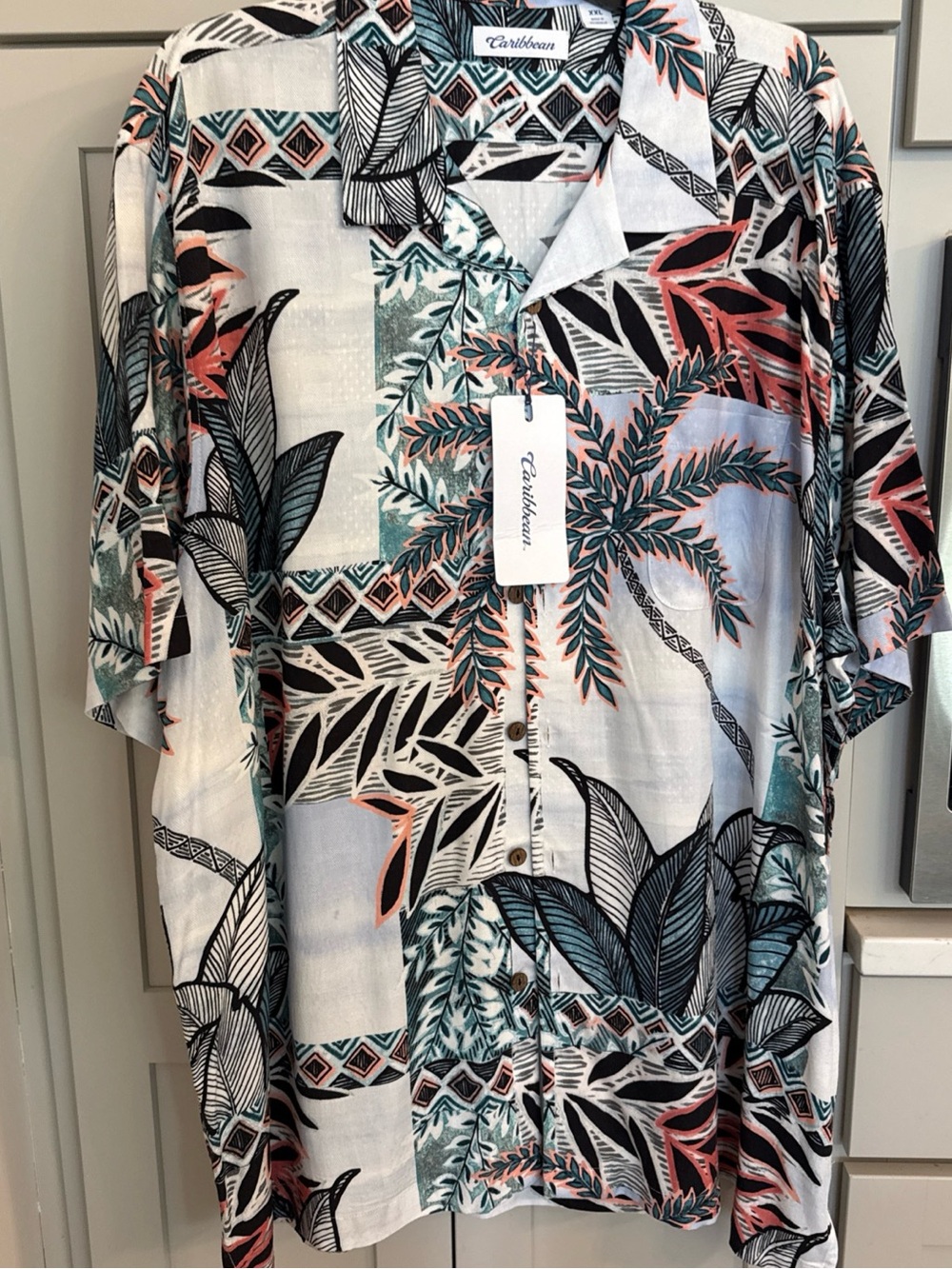 Roundtree & Yorke Men XXL Hawaiian Shirt Short Sleeve Palm Tropical Big NWT